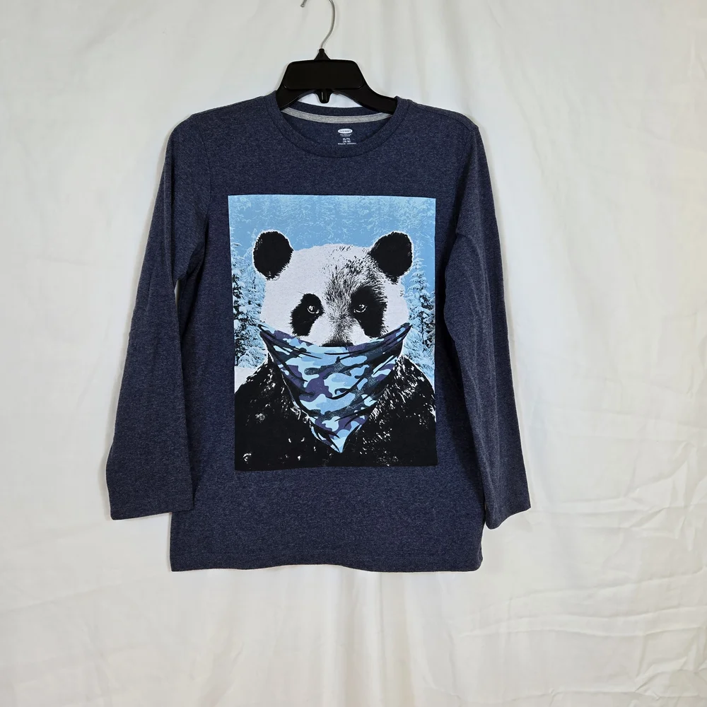 Old Navy Boys Navy Panda Camouflage Bandana‎ Graphic Long Sleeve Casual Tee XL